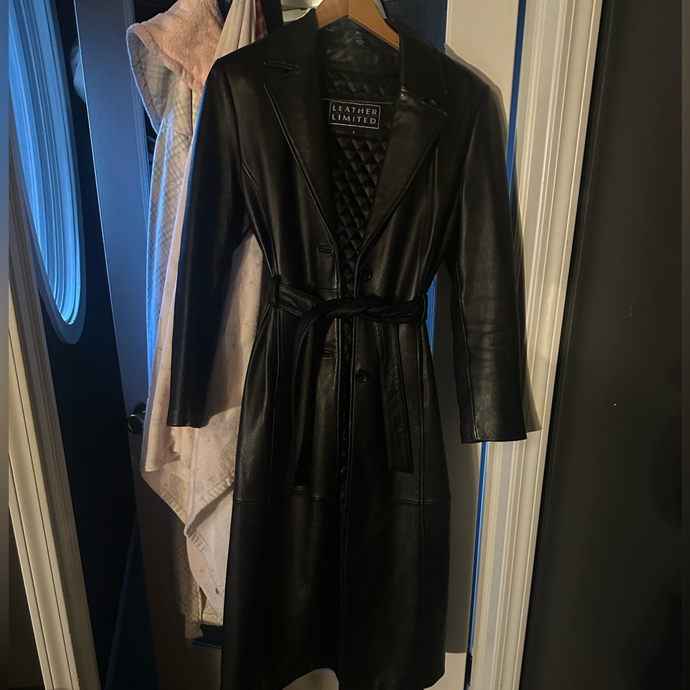 Vintage long leather jacket